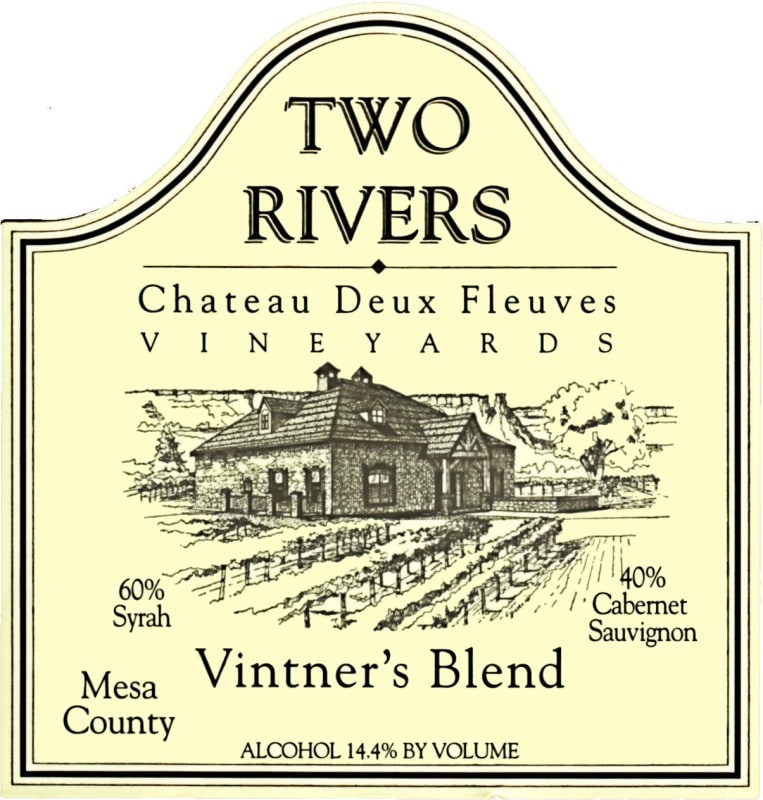 Two Rivers Winery and Chateau Mesa County Deux Fleuves Vineyards Vintner's Blend 2012 Front Label
