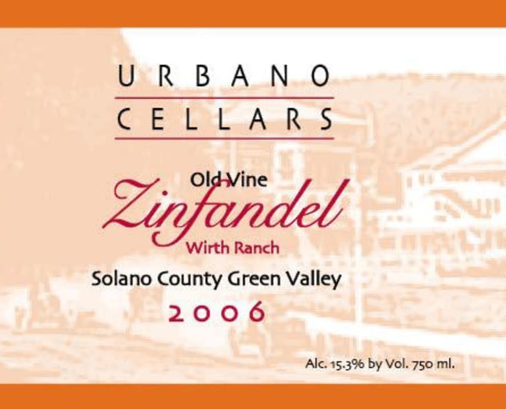 Urbano Cellars Wirth Range Old Vine Zinfandel 2006 Front Label