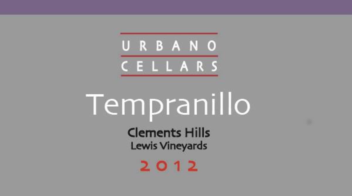 Urbano Cellars Lewis Vineyards Tempranillo 2012 Front Label