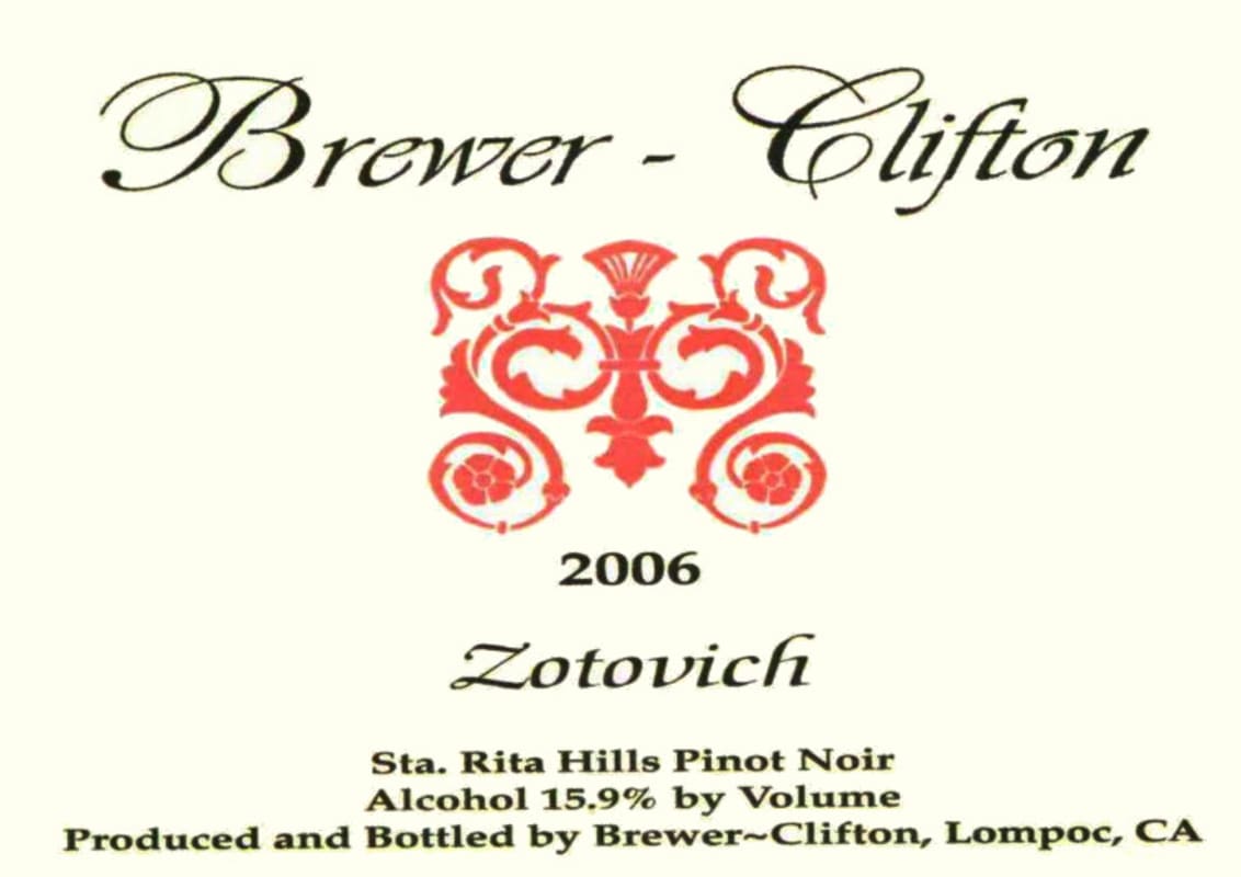 Brewer-Clifton Zotovich Pinot Noir 2006 Front Label