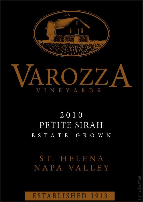 Varozza Vineyards Petite Sirah . 2010 Front Label