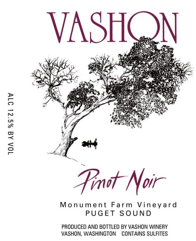 Vashon Winery Pinot Noir Monument Farm Vineyard 2013 Front Label