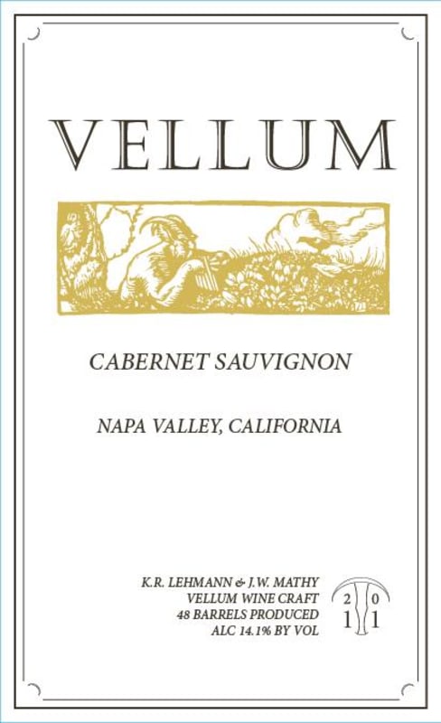 Vellum Wines Vellum Cabernet Sauvignon 2011 Front Label