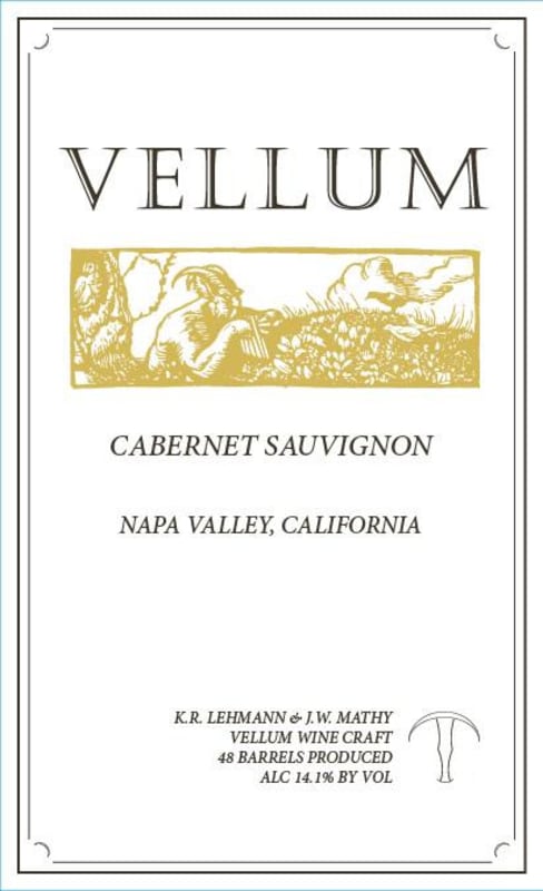 Vellum Wines Vellum Cabernet Sauvignon 2012 Front Label