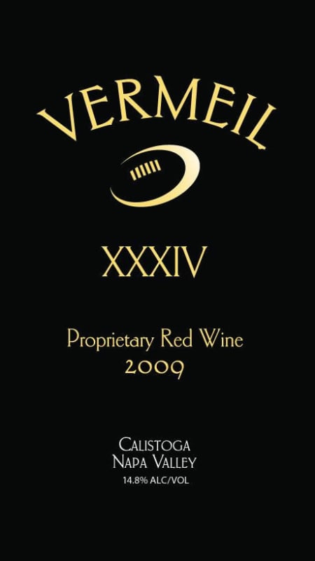 Vermeil Wines XXXIV Proprietary Red 2009 Front Label