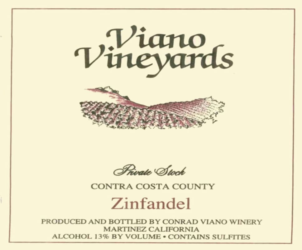 Viano Vineyards Zinfandel 2012 Front Label