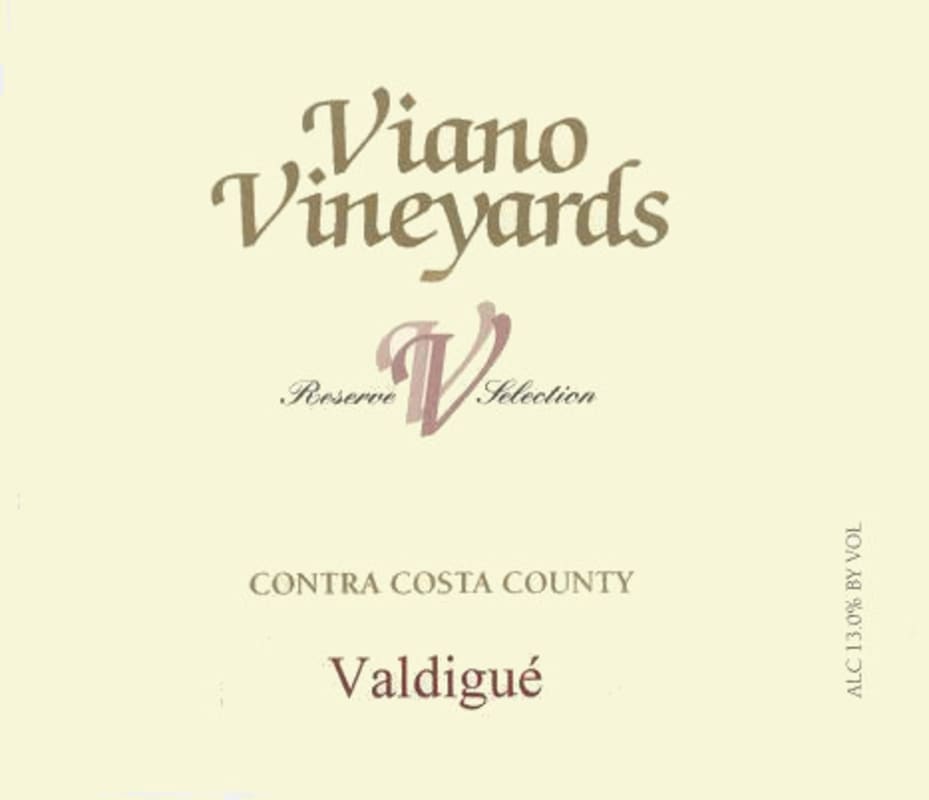 Viano Vineyards Valdigue Reserve Selection 2012 Front Label