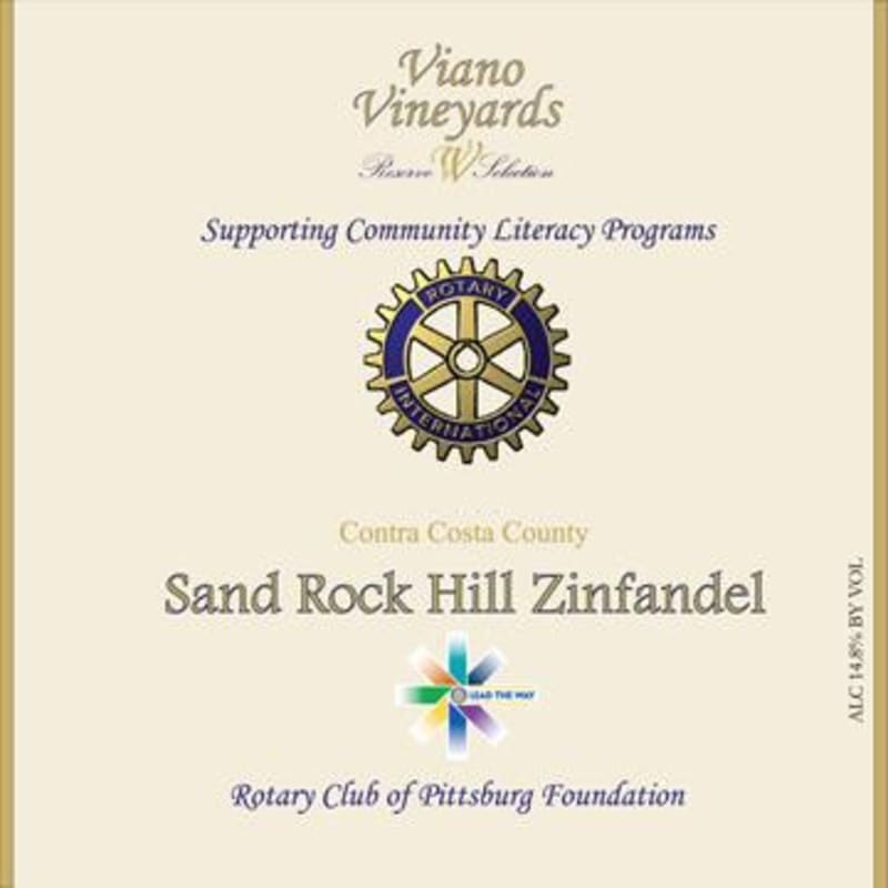 Viano Vineyards Sand Rock Hill Zinfandel 2012 Front Label