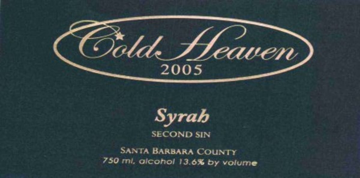 Cold Heaven Second Sin Syrah 2005 Front Label