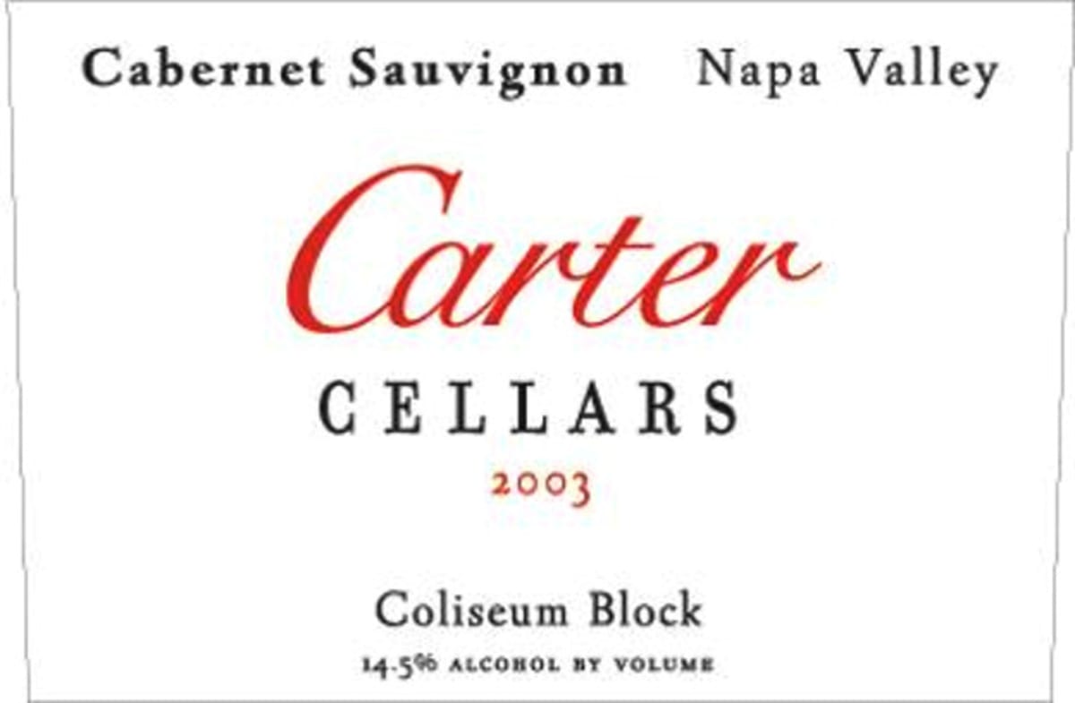 Carter Cellars Coliseum Block Cabernet Sauvignon 2003 Front Label