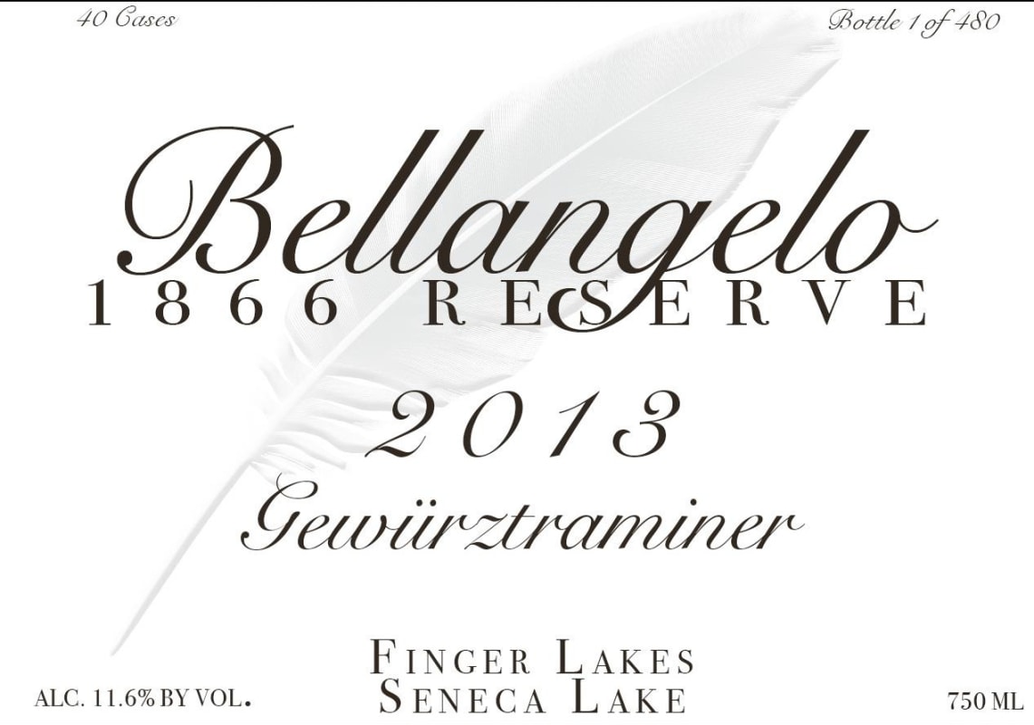 Villa Bellangelo 1866 Reserve Gewurztraminer 2013 Front Label