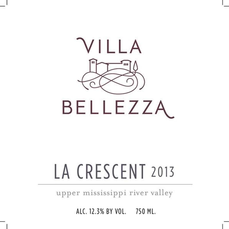 Villa Bellezza Winery and Vineyards Upper Mississippi River Valley La Crescent 2013 Front Label