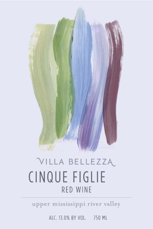 Villa Bellezza Winery and Vineyards Upper Mississippi River Valley Cinque Figlie 2015 Front Label