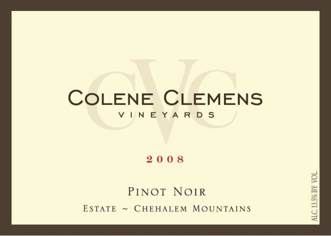 Colene Clemens Estate Pinot Noir 2008 Front Label