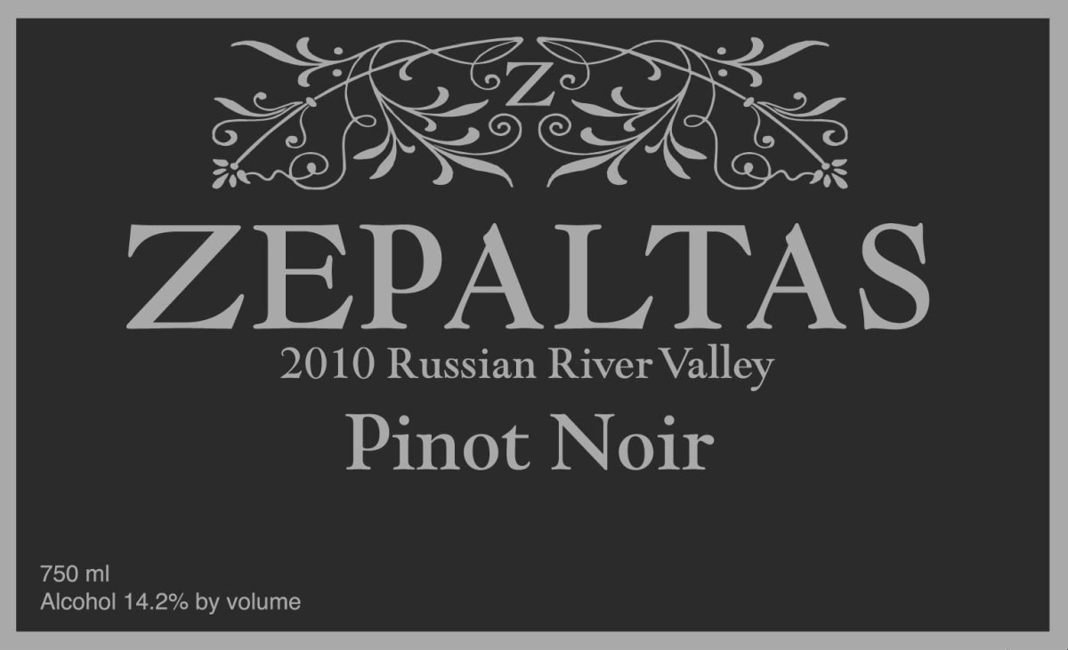 Zepaltas Russian River Valley Pinot Noir 2010 Front Label
