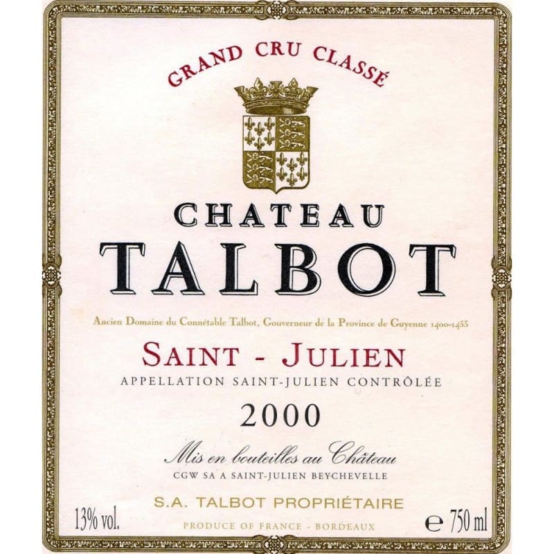 Chateau Talbot 2000 Front Label