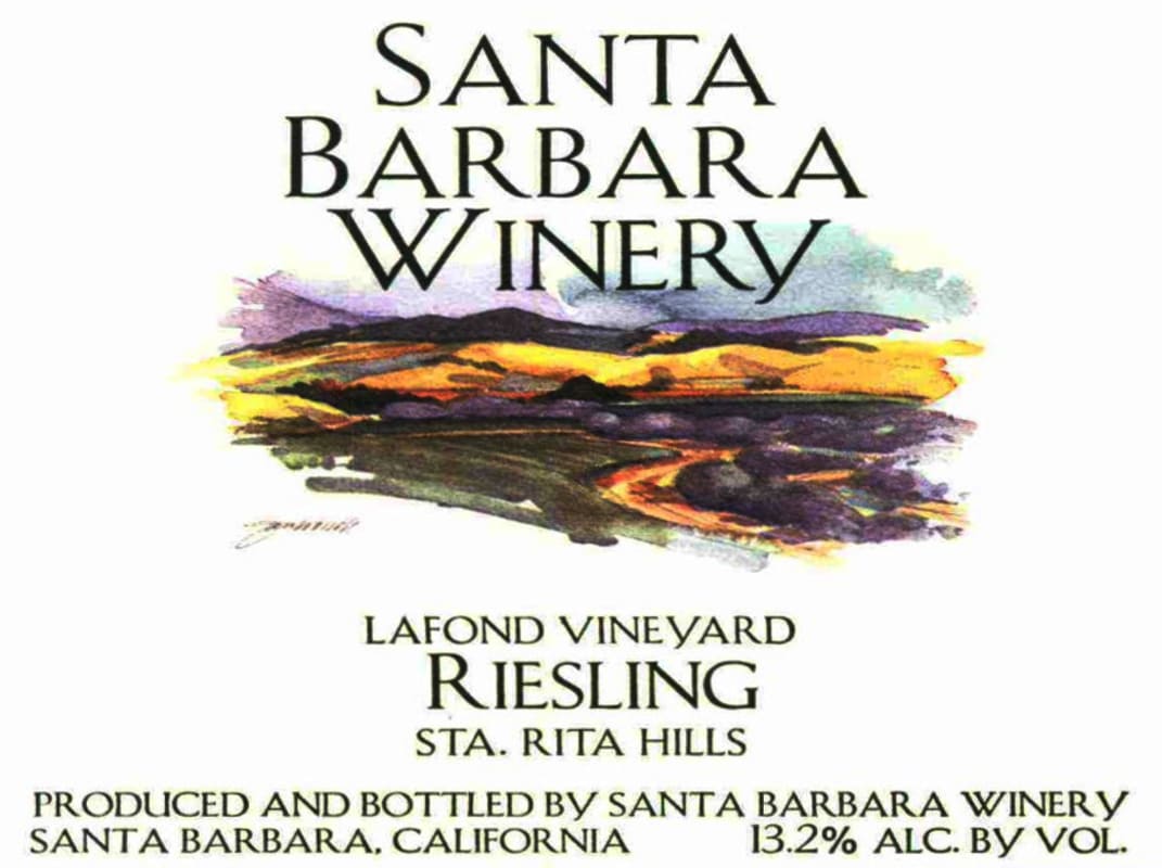 Santa Barbara Winery Sta. Rita Hills Riesling 2013 Front Label