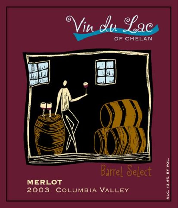 Vin du Lac Chelan Barrel Select Merlot 2003 Front Label
