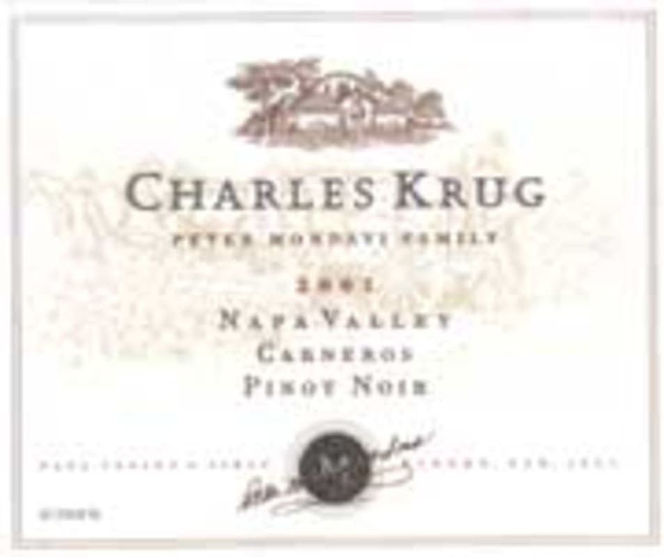 Charles Krug Pinot Noir 2001 Front Label