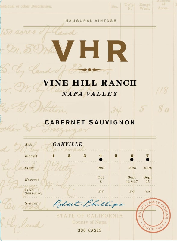 Vine Hill Ranch VHR Cabernet Sauvignon 2011 Front Label