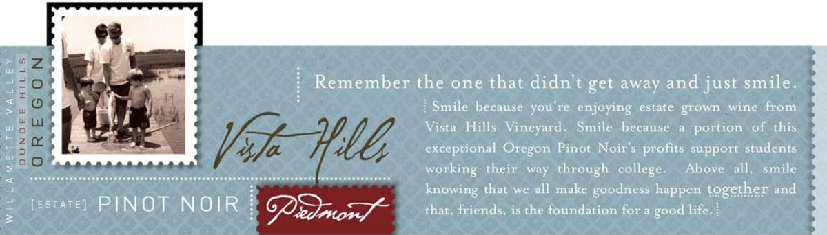 Vista Hills Piedmont Pinot Noir 2012 Front Label