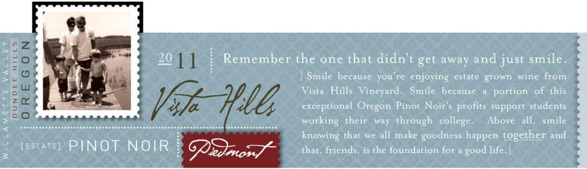 Vista Hills Piedmont Pinot Noir 2011 Front Label