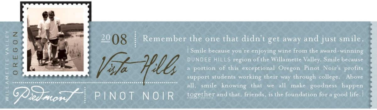 Vista Hills Piedmont Pinot Noir 2008 Front Label