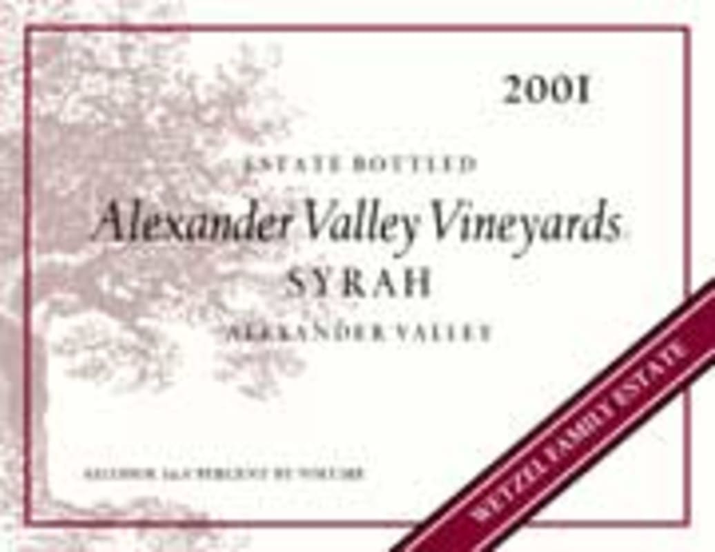 Alexander Valley Vineyards Syrah 2001 Front Label