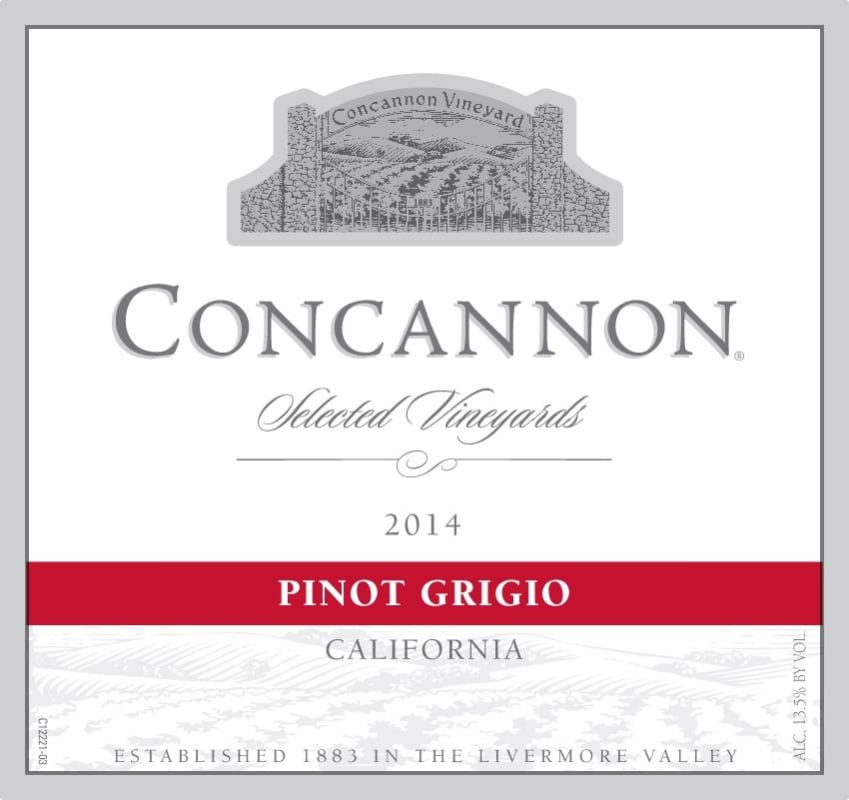 Concannon Selected Vineyards Pinot Grigio 2014 Front Label