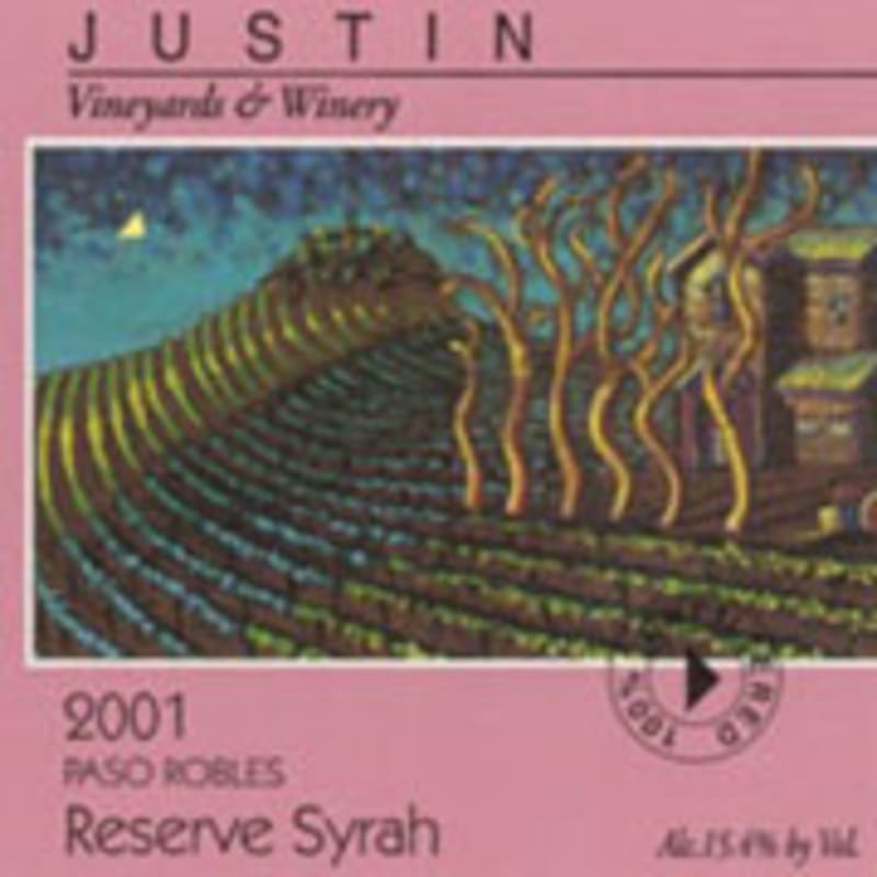 Justin Reserve Syrah 2001 Front Label
