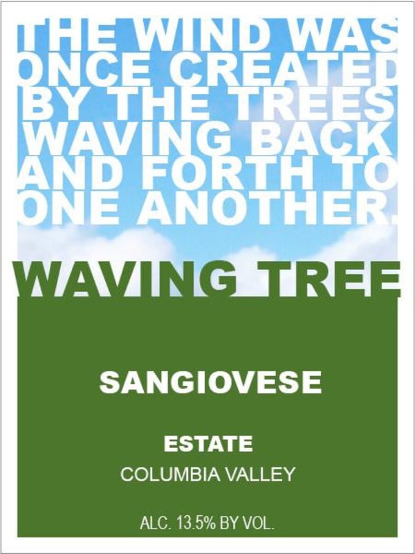 Waving Tree Winery and Vineyards Estate Sangiovese 2011 Front Label
