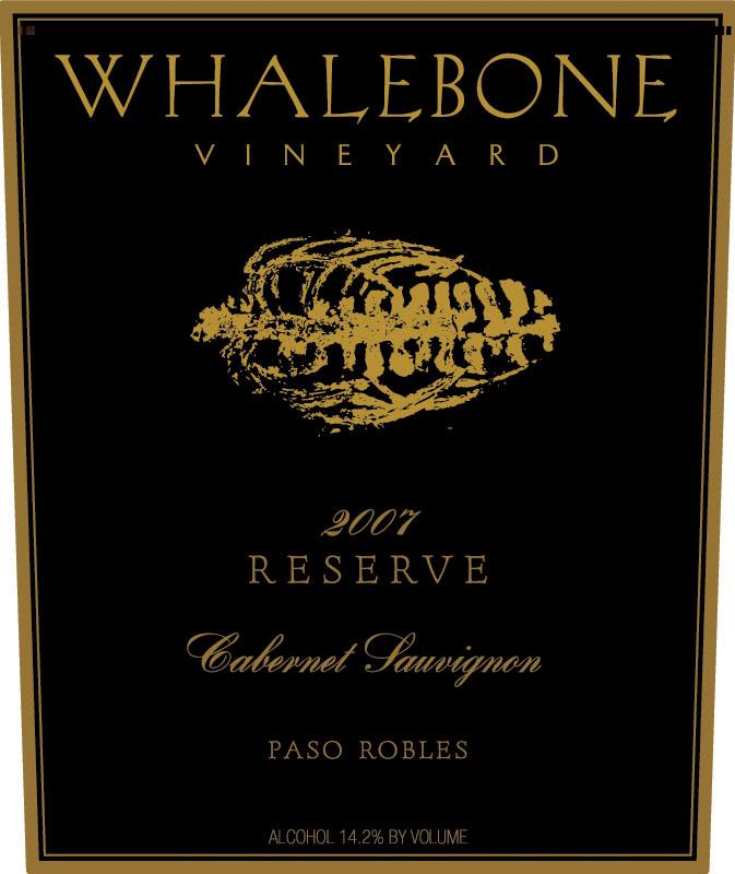 Whalebone Vineyard Reserve Cabernet Sauvignon 2007 Front Label