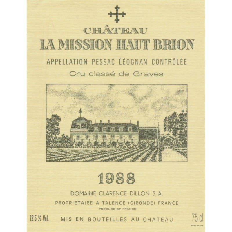 Chateau La Mission Haut-Brion 1988 Front Label