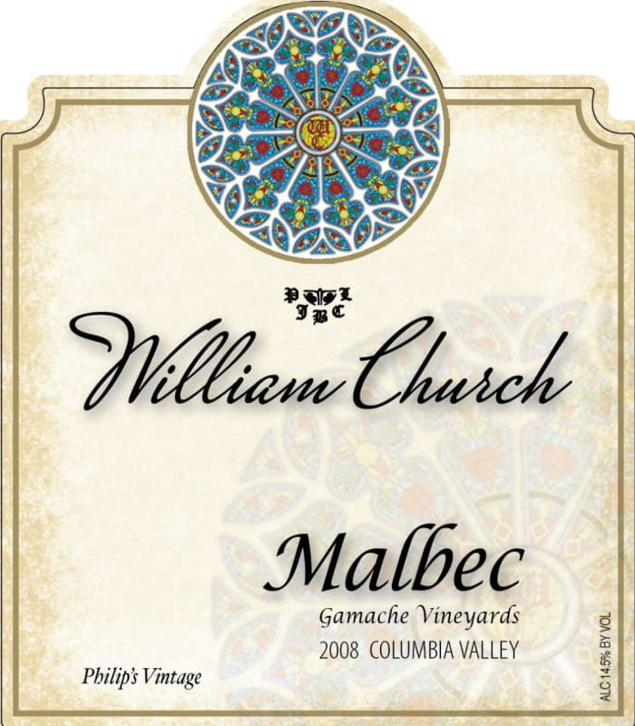 William Church Winery Malbec 2008 Front Label