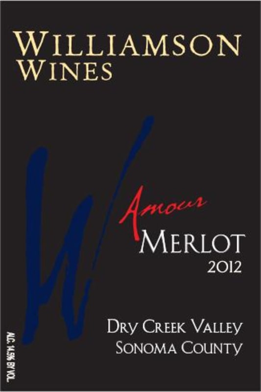 Williamson Wines Amour Merlot 2012 Front Label