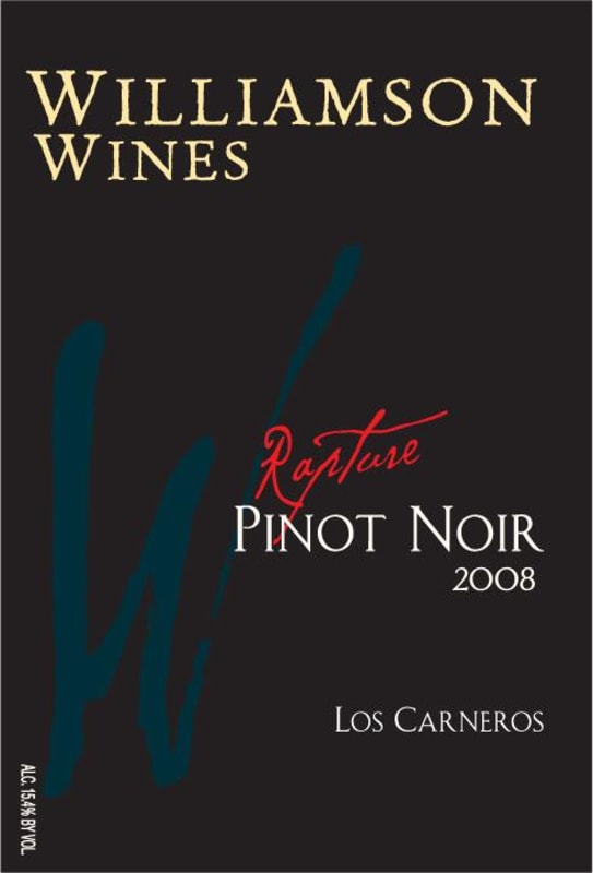 Williamson Wines Rapture Pinot Noir 2008 Front Label