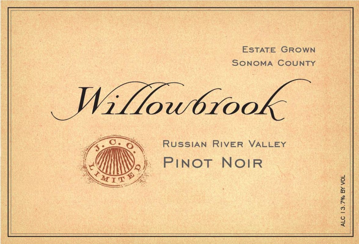 Willowbrook Cellars Estate Grown Pinot Noir 2013 Front Label