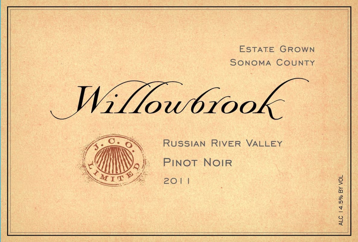 Willowbrook Cellars Estate Grown Pinot Noir 2011 Front Label