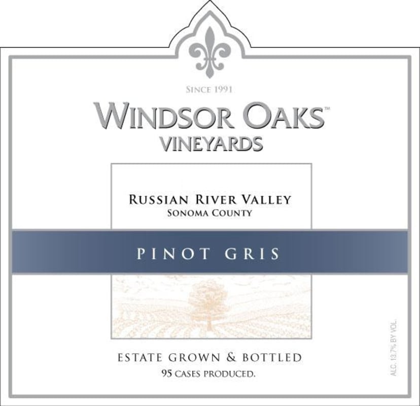 Windsor Oaks Vineyards & Winery Pinot Gris 2012 Front Label