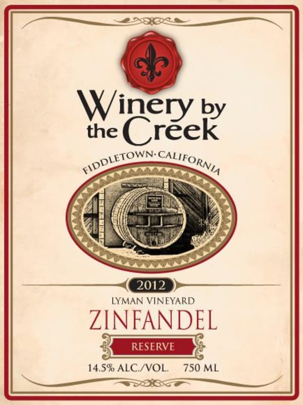 Winery by the Creek Lyman Reserve Zinfandel 2012 Front Label