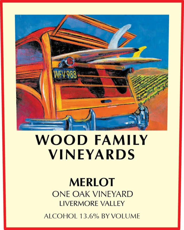Wood Family Vineyards Merlot One Oak Vineyard 2013 Front Label