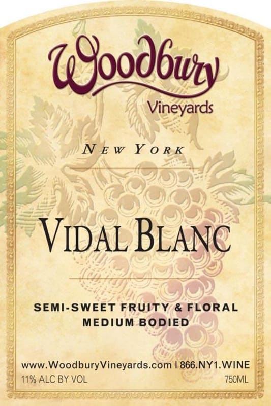 Woodbury Vineyards, Inc. Vidal Blanc 2013 Front Label