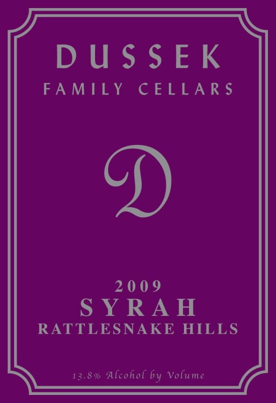 Woodhouse Family Cellars Dussek Syrah 2009 Front Label