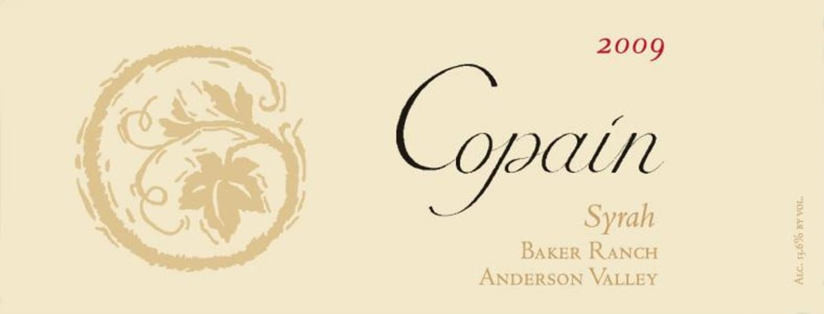 Copain Baker Ranch Syrah 2009 Front Label