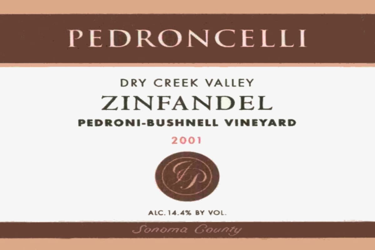 Pedroncelli Pedroni-Bushnell Vineyard Zinfandel 2001 Front Label