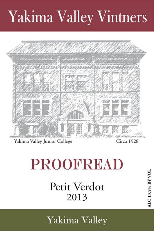 Yakima Valley Vintners Proofread Petit Verdot 2013 Front Label