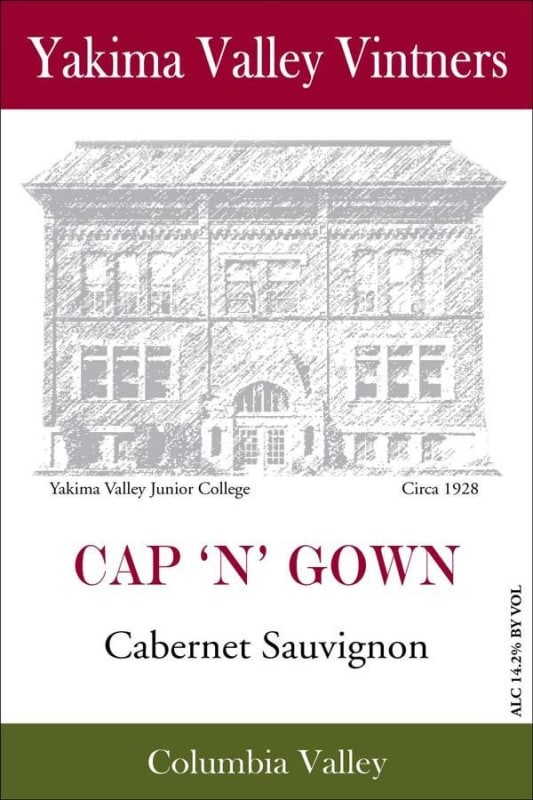 Yakima Valley Vintners Cap N Gown Cabernet Sauvignon 2008 Front Label