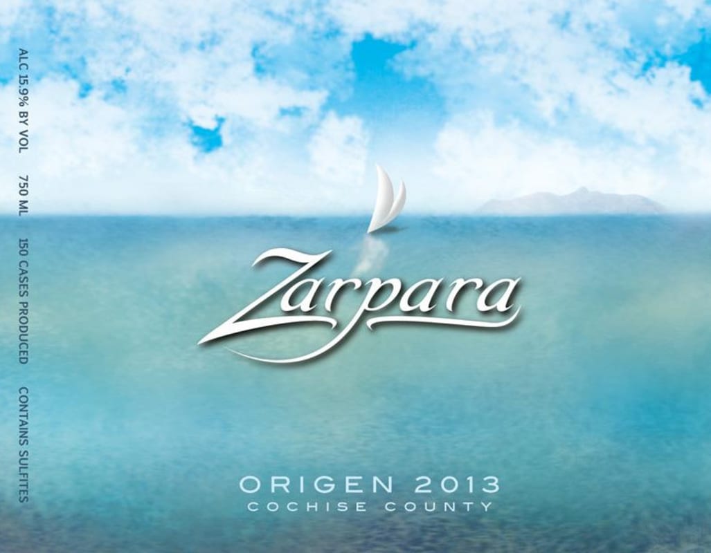 Zarpara Vineyard Origen 2013 Front Label