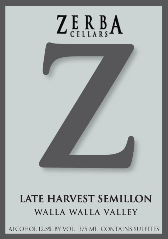 Zerba Cellars Late Harvest Semillon 2010 Front Label