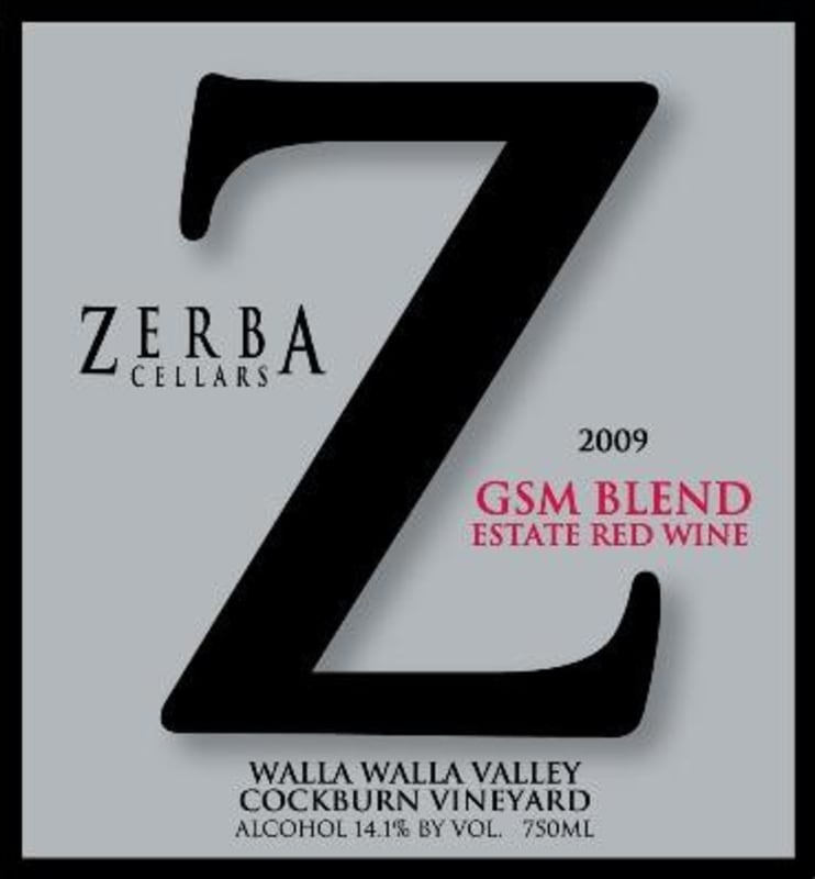 Zerba Cellars Grenache Syrah Mourvedre 2009 Front Label